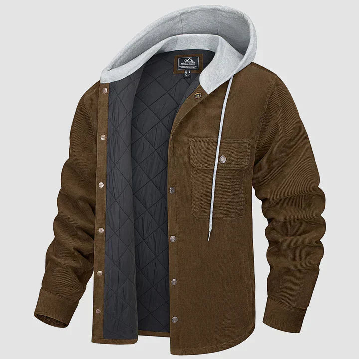 Fleece Men's Jacket with Hood - Nordic-Brown-M-Nora Luxe