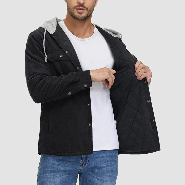 Fleece Men's Jacket with Hood - Nordic-Dark Gray-M-Nora Luxe