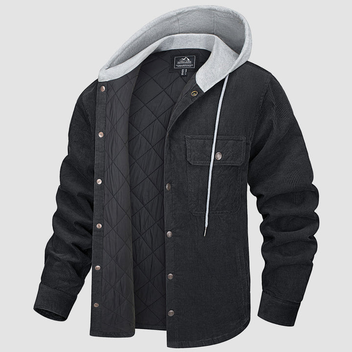 Fleece Men's Jacket with Hood - Nordic-Dark Gray-M-Nora Luxe