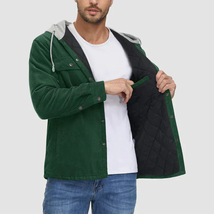 Fleece Men's Jacket with Hood - Nordic-Dark Gray-M-Nora Luxe