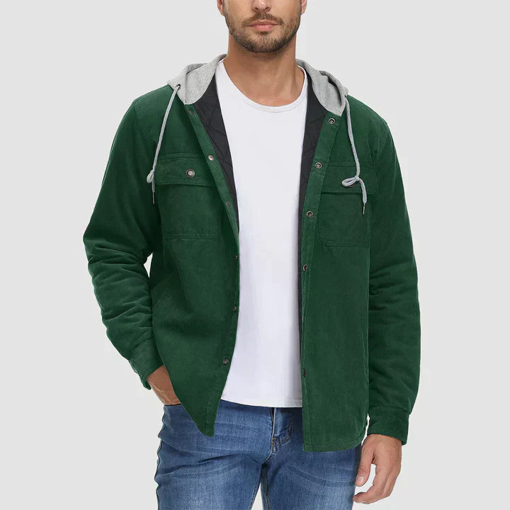 Fleece Men's Jacket with Hood - Nordic-Dark Gray-M-Nora Luxe