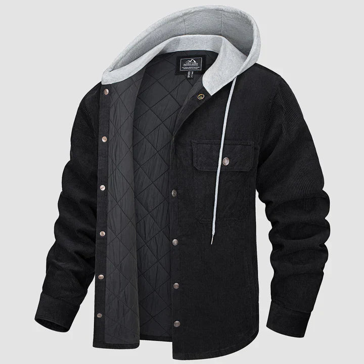 Fleece Men's Jacket with Hood - Nordic-Dark Gray-M-Nora Luxe