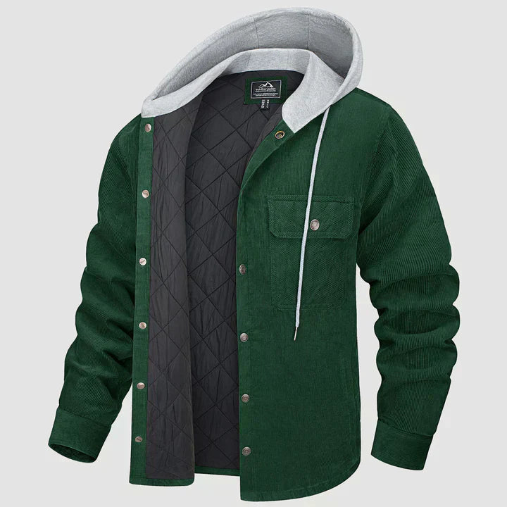 Fleece Men's Jacket with Hood - Nordic-Green-M-Nora Luxe