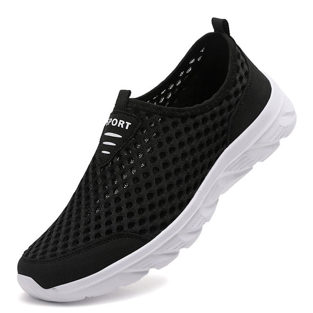 FlexAir Mesh | Orthopaedic Sneakers for Men without Laces-Black-6.0-Nora Luxe