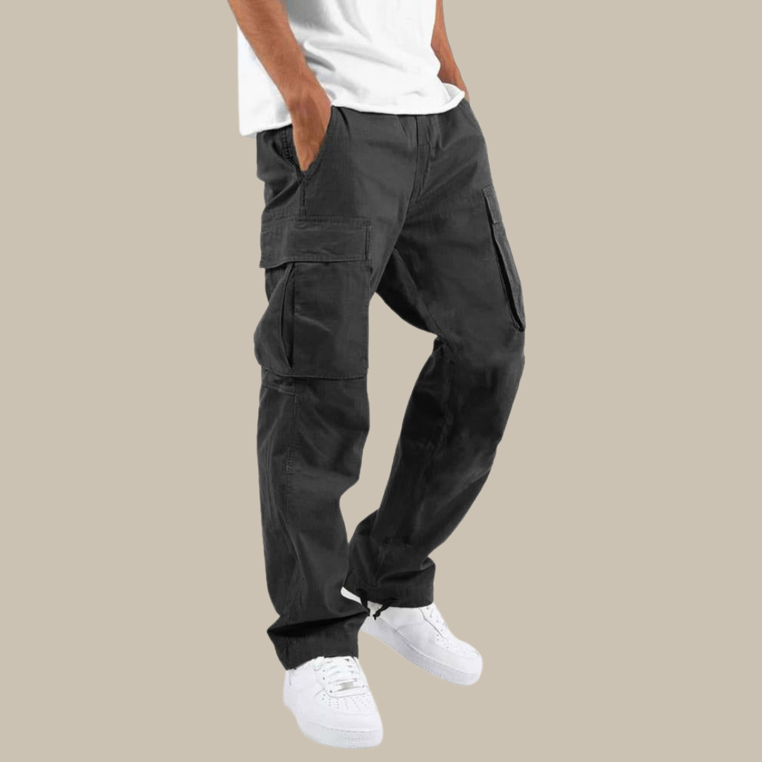 Flexible Cargo Trousers | Stretch Regular-Fit Men-Black-S-Nora Luxe