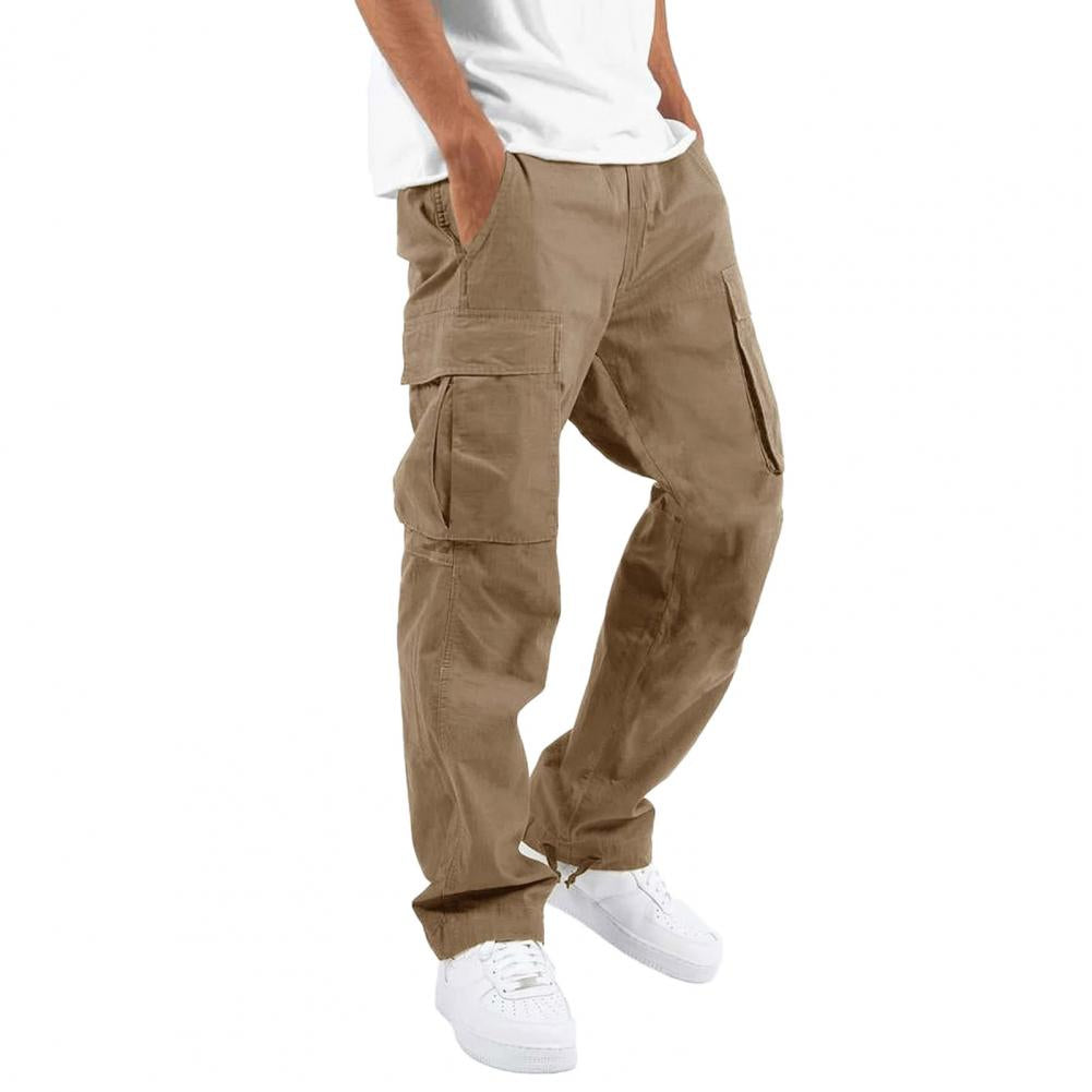 Flexible Cargo Trousers | Stretch Regular-Fit Men-Khaki-S-Nora Luxe