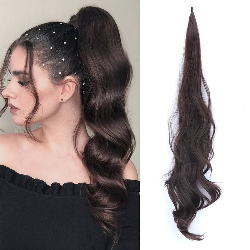 Flexible Wrap-Around Ponytail for Long, Full Hair - Selena-Dark Chocolate-Nora Luxe