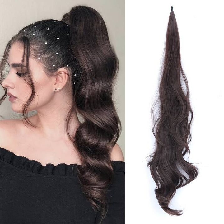 Flexible Wrap-Around Ponytail for Long, Full Hair - Selena-Dark Chocolate-Nora Luxe