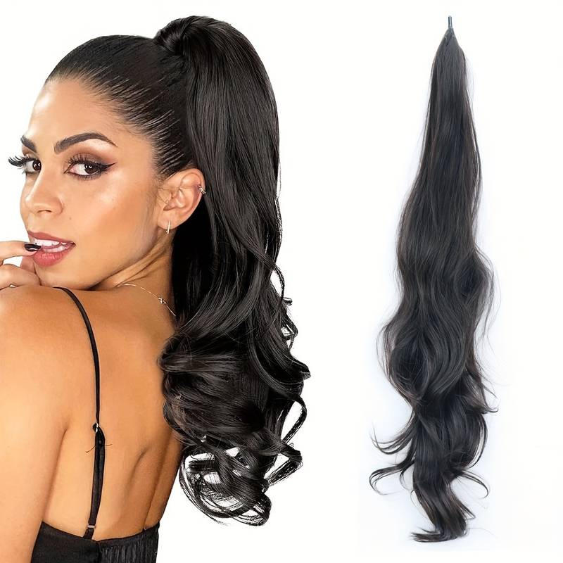 Flexible Wrap-Around Ponytail for Long, Full Hair - Selena-Midnight Black-Nora Luxe