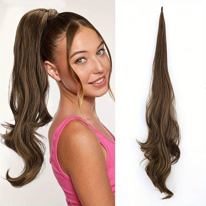 Flexible Wrap-Around Ponytail for Long, Full Hair - Selena-Milk Chocolate-Nora Luxe