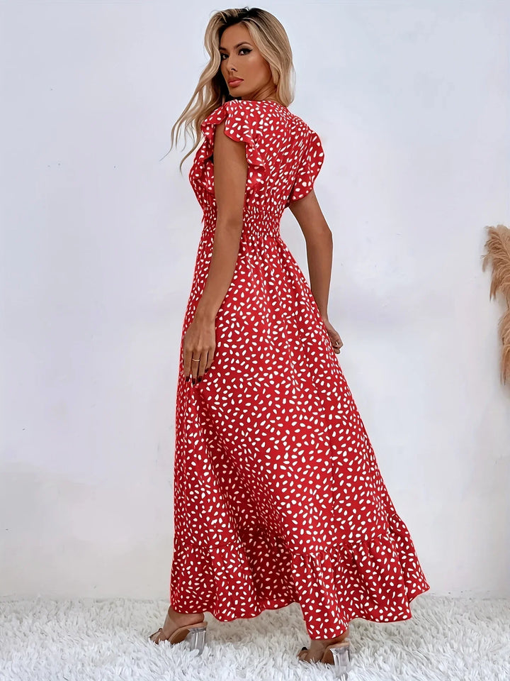 Flora Print Ruffles Dress | Stylish and Trendy-XS-Apricot-Nora Luxe