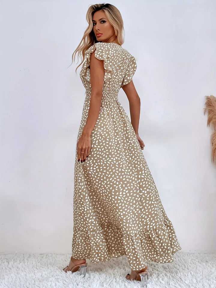 Flora Print Ruffles Dress | Stylish and Trendy-XS-Apricot-Nora Luxe