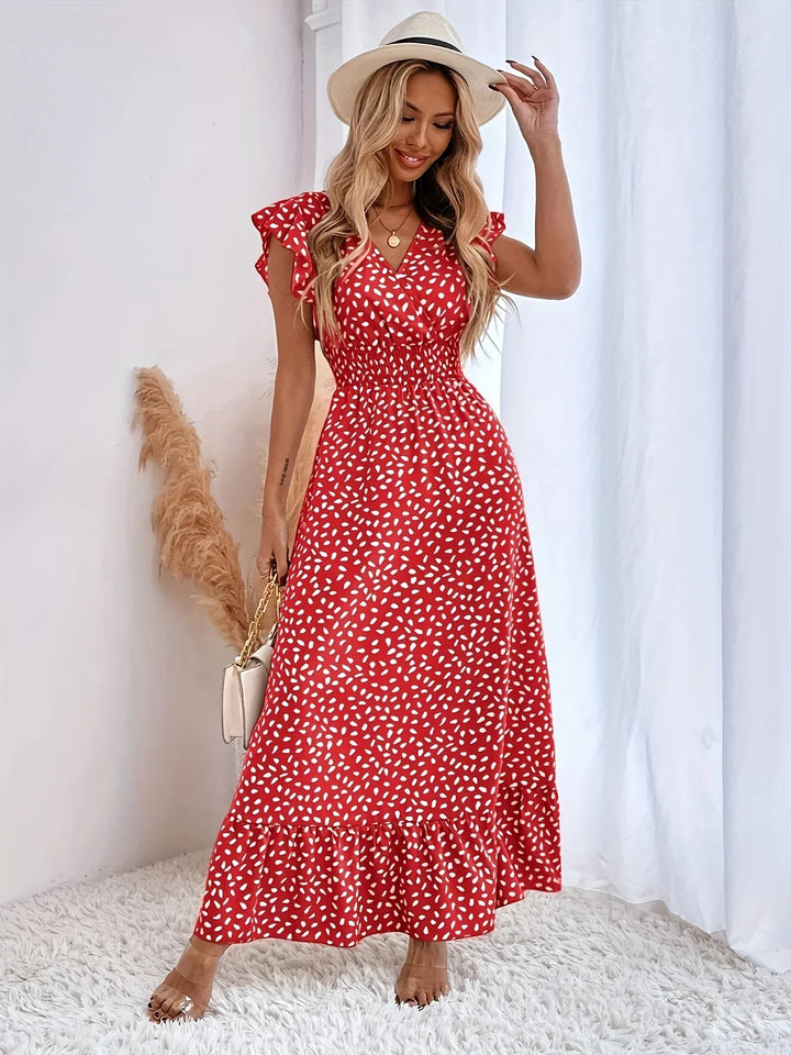 Flora Print Ruffles Dress | Stylish and Trendy-XS-Apricot-Nora Luxe