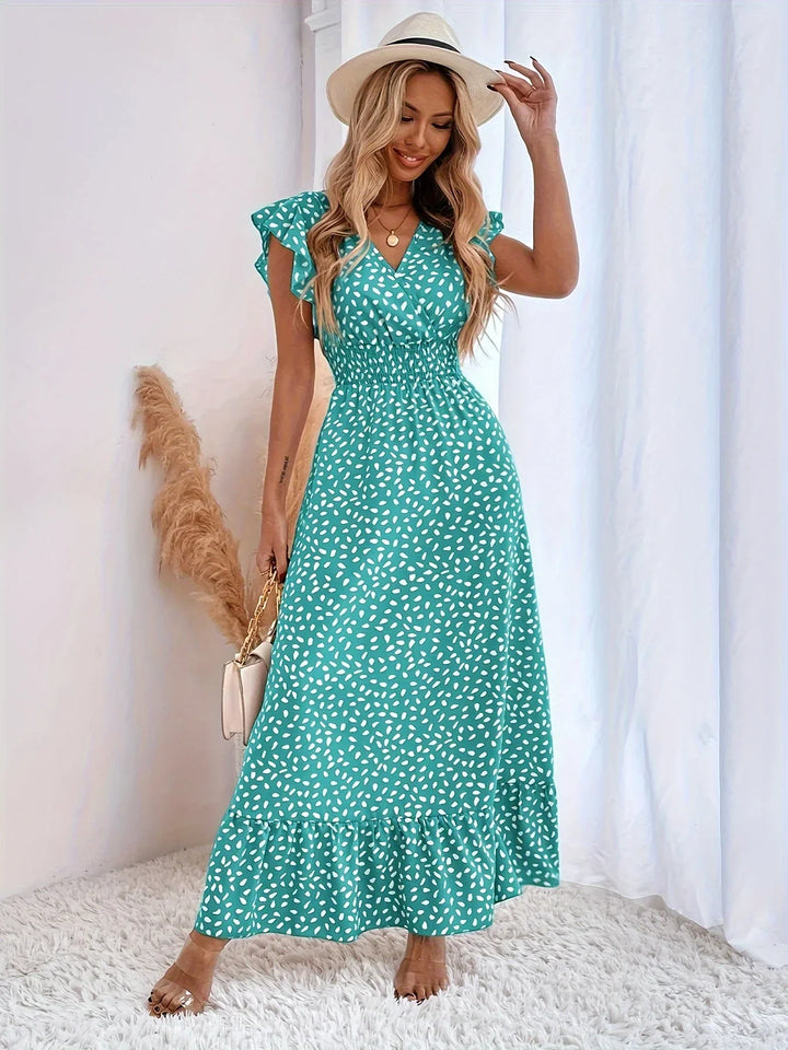 Flora Print Ruffles Dress | Stylish and Trendy-XS-Mint blue-Nora Luxe