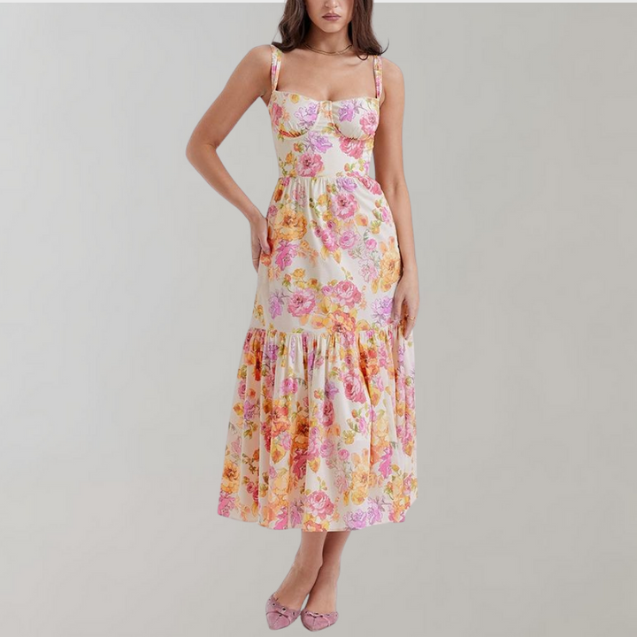 Floral Flared Midi Dress – Mireille-XS-State of Style