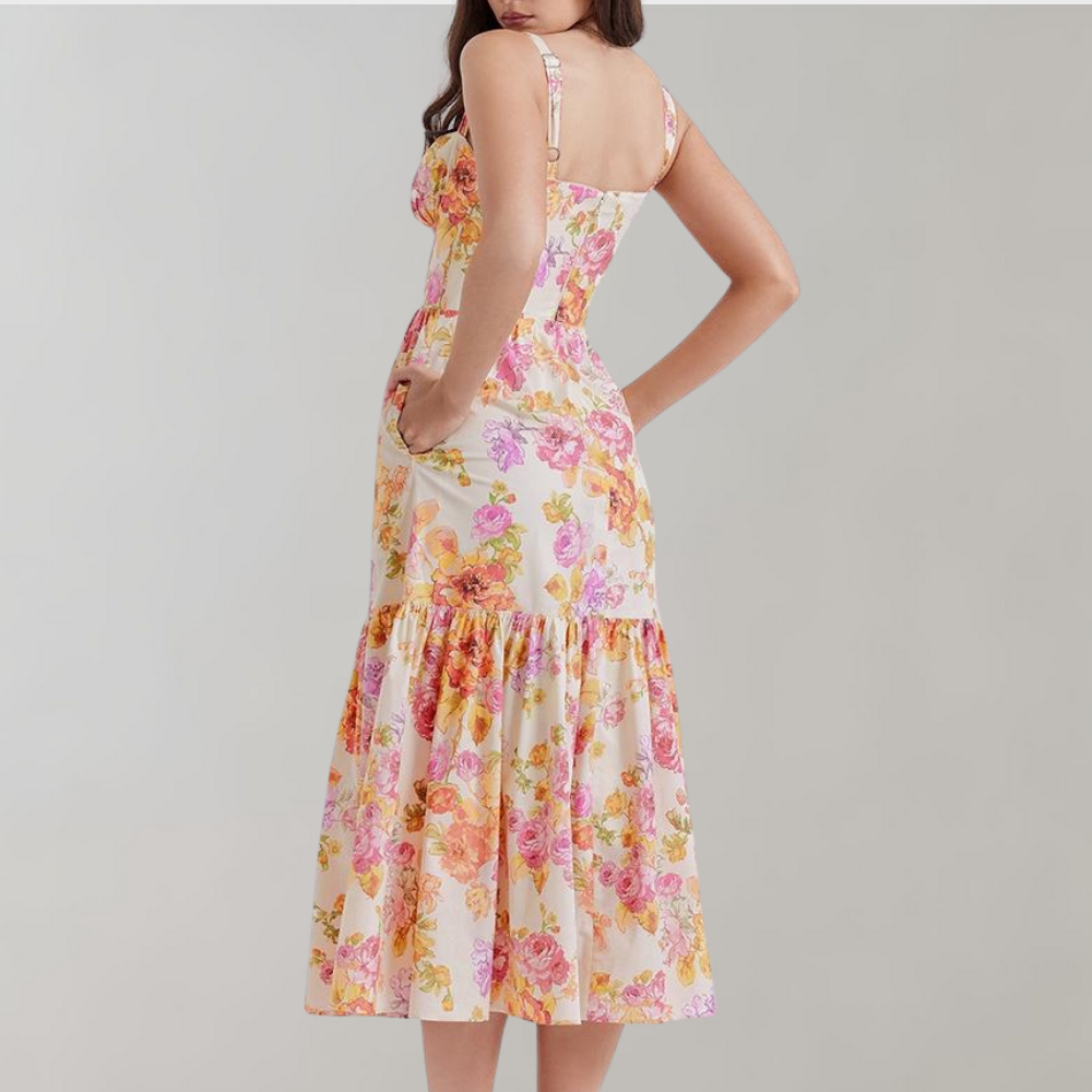Floral Flared Midi Dress – Mireille-XS-State of Style