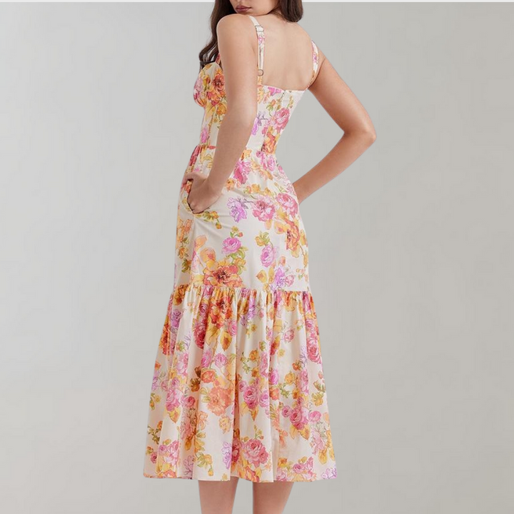 Floral Flared Midi Dress – Mireille-XS-State of Style