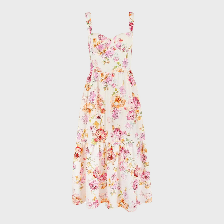 Floral Flared Midi Dress – Mireille-XS-State of Style