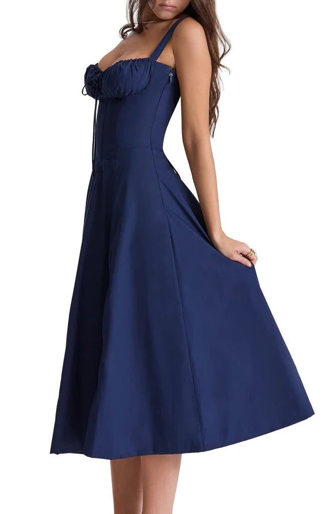 Floral Maxi Dress with Waist Definition - Fleur-Rose blossom-S-Nora Luxe