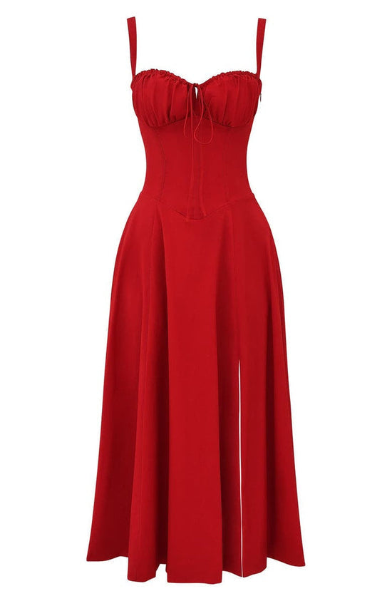 Floral Maxi Dress with Waist Definition - Fleur-Rose blossom-S-Nora Luxe