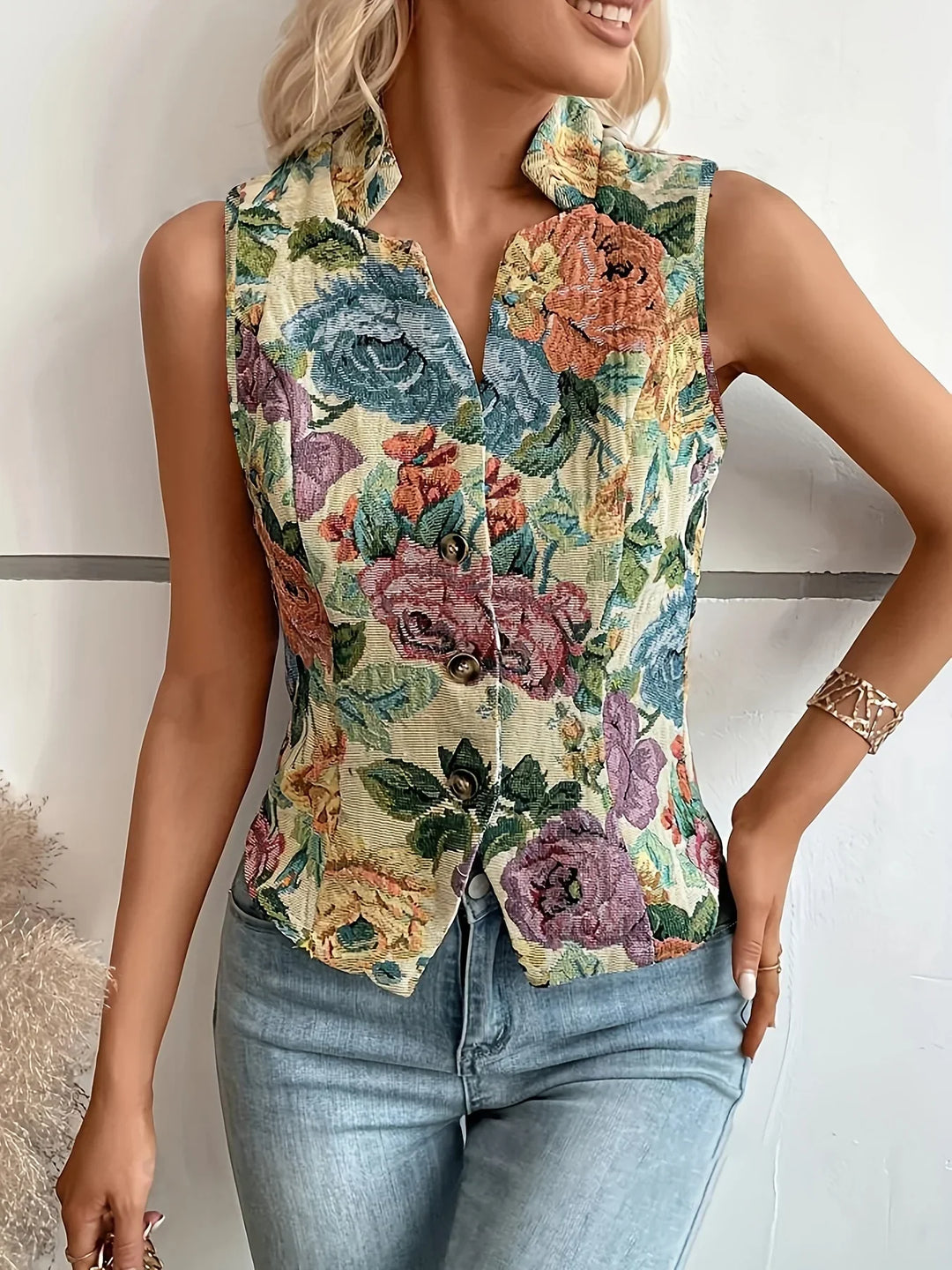 Flower Cardigan with Buttons | Comfortable Knitting-S-Multicoloured-Nora Luxe