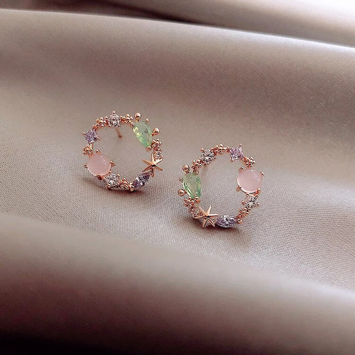 Flower Earrings with Zirconia in Gold - Isabella-Nora Luxe