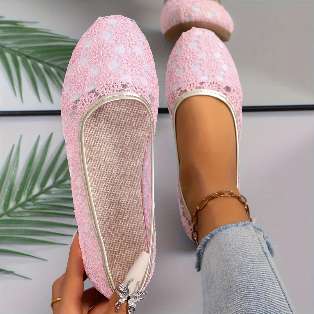 Flower Pattern Ballerinas | Fleur-5-Pink-Nora Luxe