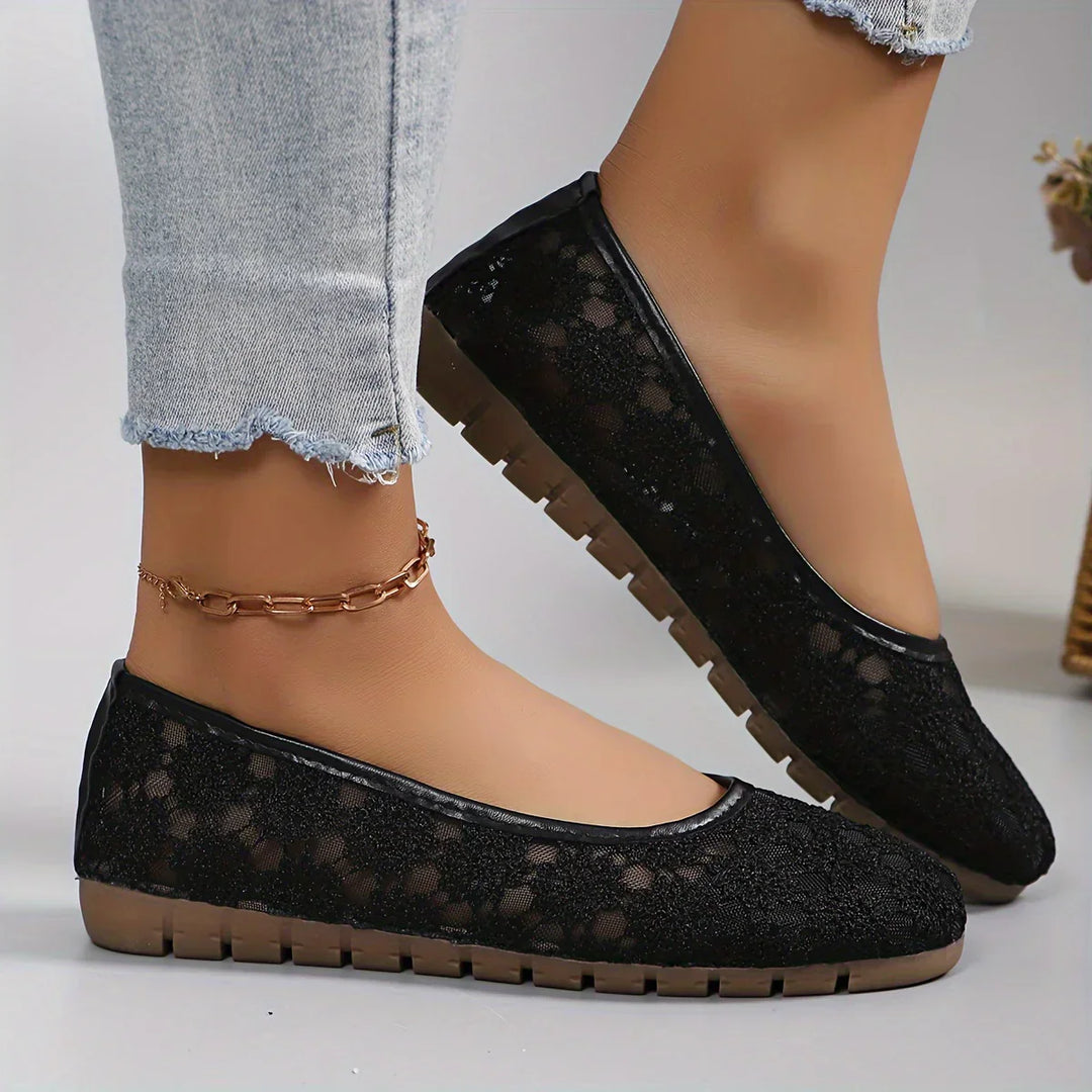 Flower Pattern Ballerinas | Fleur-5-White-Nora Luxe