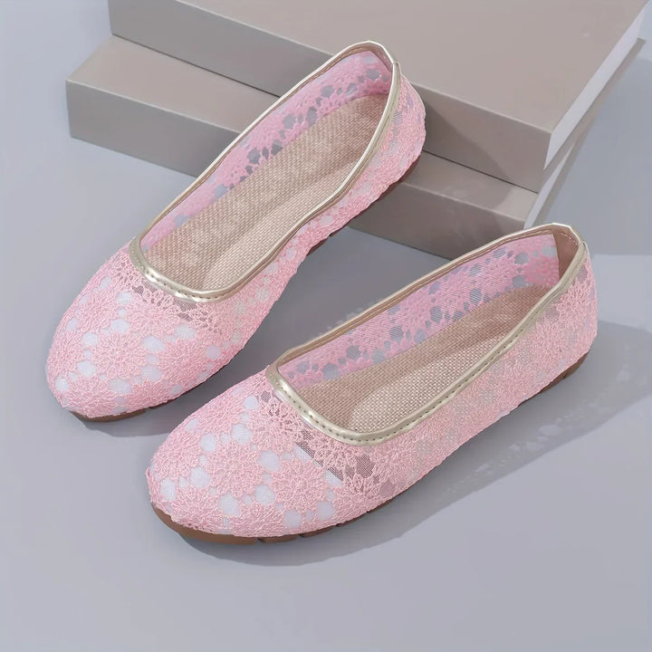 Flower Pattern Ballerinas | Fleur-5-White-Nora Luxe