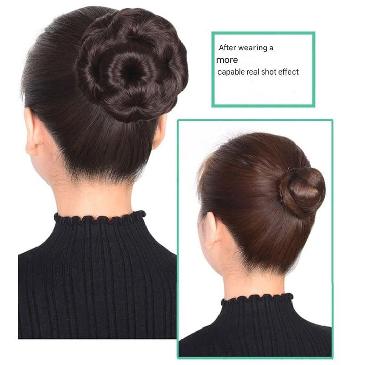 Flower-shaped Hair Clip with Hair Extension – Fiora-Brown-Nora Luxe