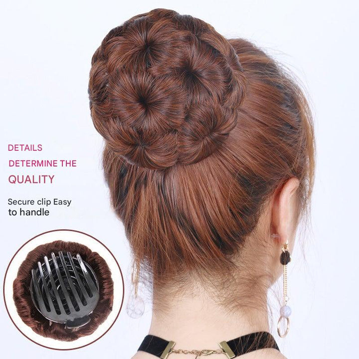 Flower-shaped Hair Clip with Hair Extension – Fiora-Brown-Nora Luxe