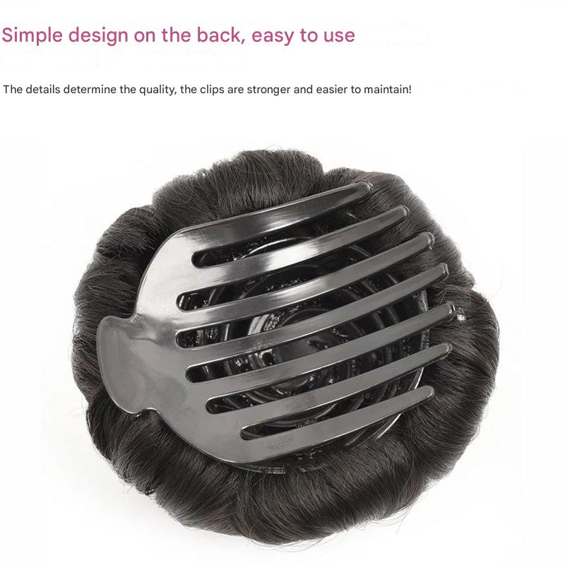 Flower-shaped Hair Clip with Hair Extension – Fiora-Brown-Nora Luxe