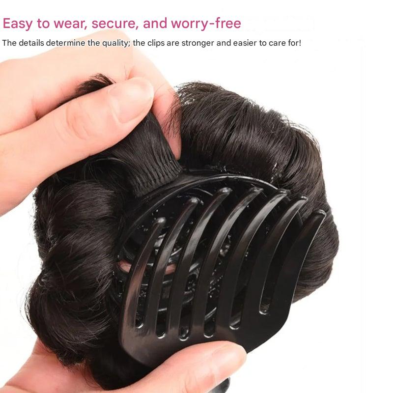 Flower-shaped Hair Clip with Hair Extension – Fiora-Brown-Nora Luxe