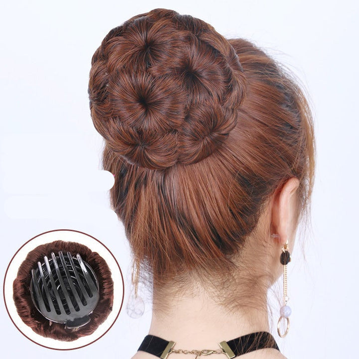 Flower-shaped Hair Clip with Hair Extension – Fiora-Brown-Nora Luxe