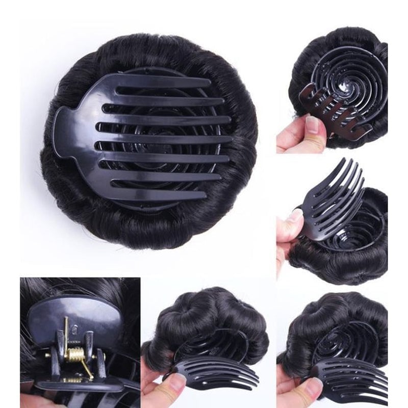 Flower-shaped Hair Clip with Hair Extension – Fiora-Brown-Nora Luxe