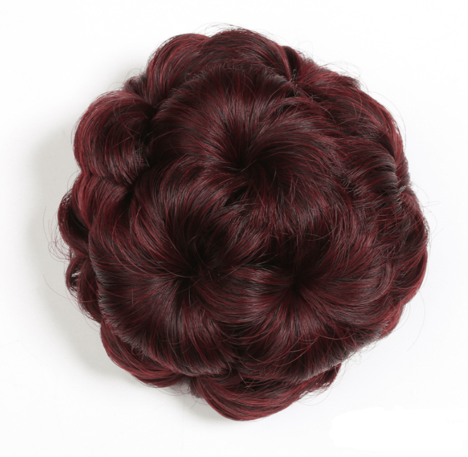 Flower-shaped Hair Clip with Hair Extension – Fiora-Burgundy-Nora Luxe