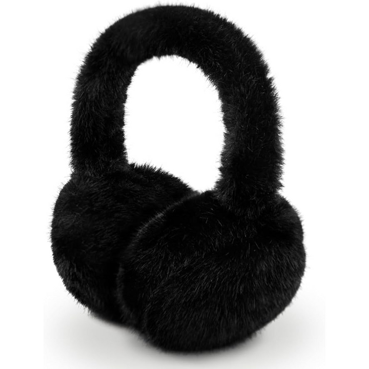 Fluffy Foldable Faux Fur Winter Ear Warmers - FauxSnugs-Black-Nora Luxe