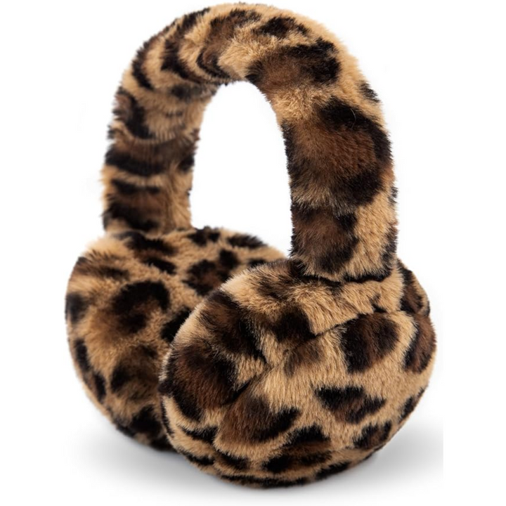 Fluffy Foldable Faux Fur Winter Ear Warmers - FauxSnugs-Leopard-Nora Luxe