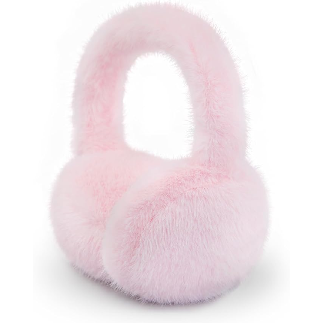 Fluffy Foldable Faux Fur Winter Ear Warmers - FauxSnugs-Light Pink-Nora Luxe