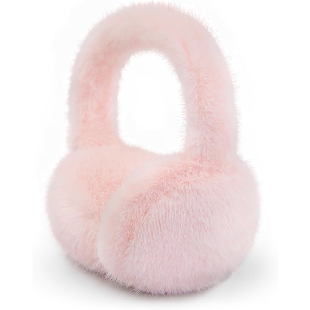 Fluffy Foldable Faux Fur Winter Ear Warmers - FauxSnugs-Pink-Nora Luxe