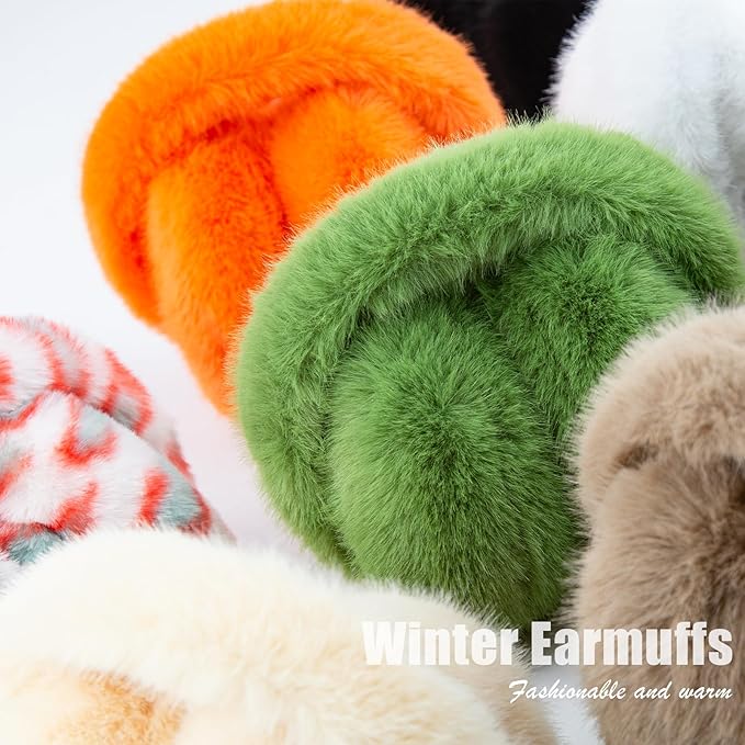 Fluffy Foldable Faux Fur Winter Ear Warmers - FauxSnugs-White-Nora Luxe