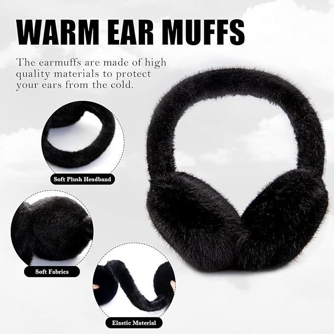 Fluffy Foldable Faux Fur Winter Ear Warmers - FauxSnugs-White-Nora Luxe