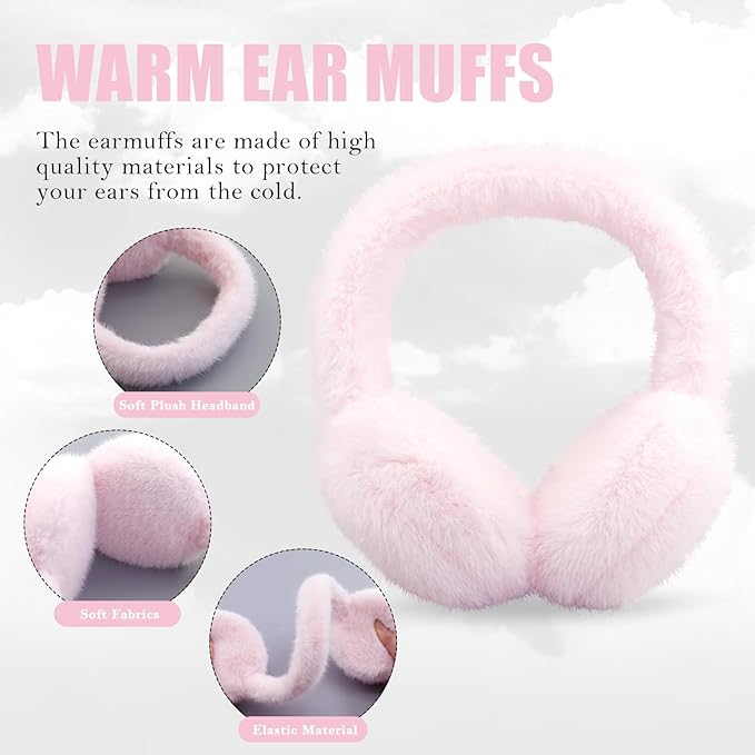 Fluffy Foldable Faux Fur Winter Ear Warmers - FauxSnugs-White-Nora Luxe