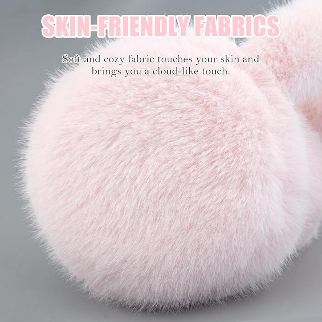 Fluffy Foldable Faux Fur Winter Ear Warmers - FauxSnugs-White-Nora Luxe