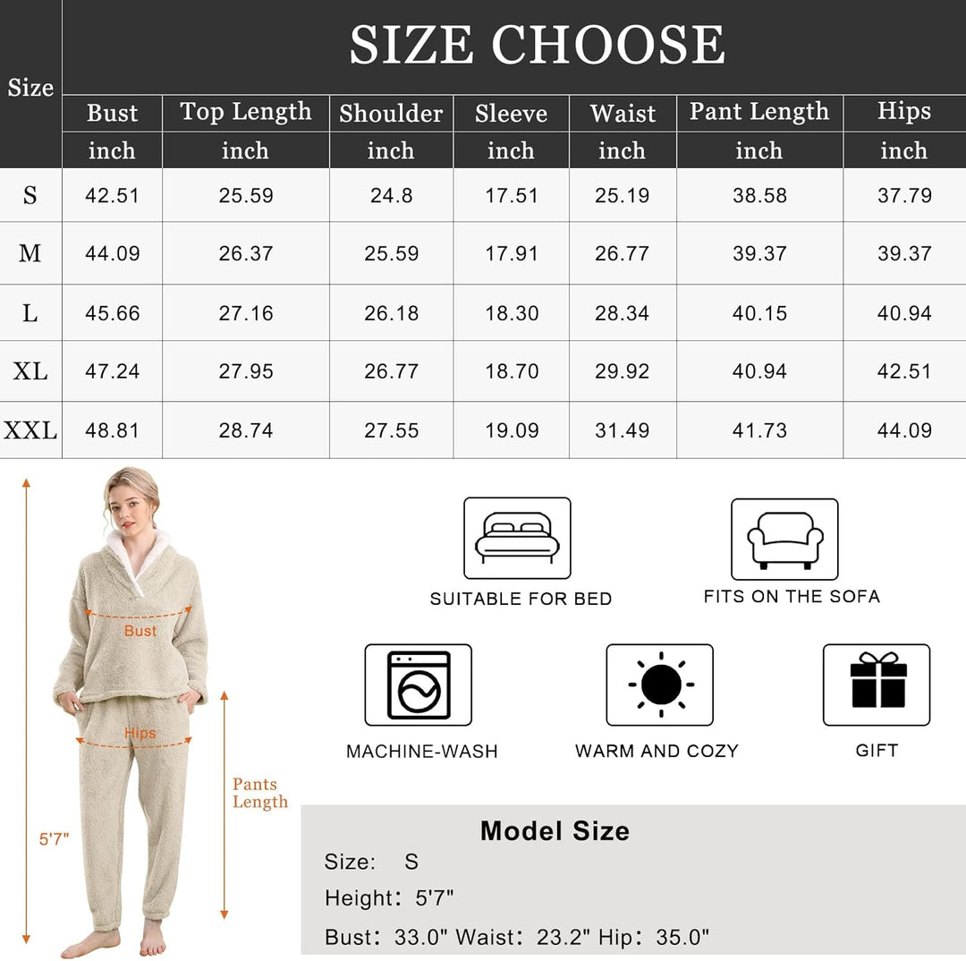 Fluffy Pajama Set for Women - CozyPlush-Dark blue-S-Nora Luxe