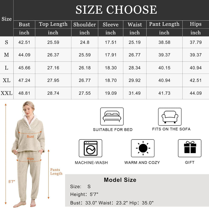 Fluffy Pajama Set for Women - CozyPlush-Dark blue-S-Nora Luxe