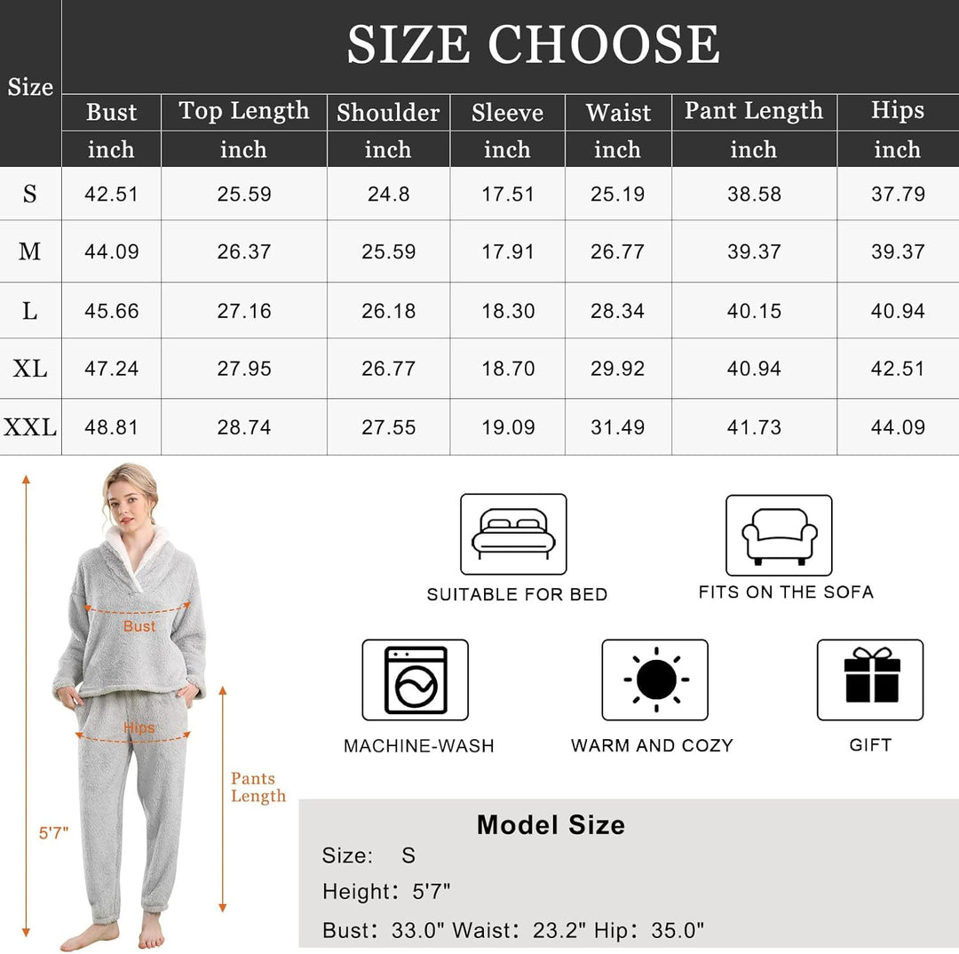 Fluffy Pajama Set for Women - CozyPlush-Dark blue-S-Nora Luxe