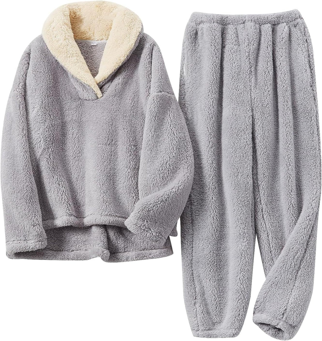 Fluffy Pajama Set for Women - CozyPlush-Gray-S-Nora Luxe
