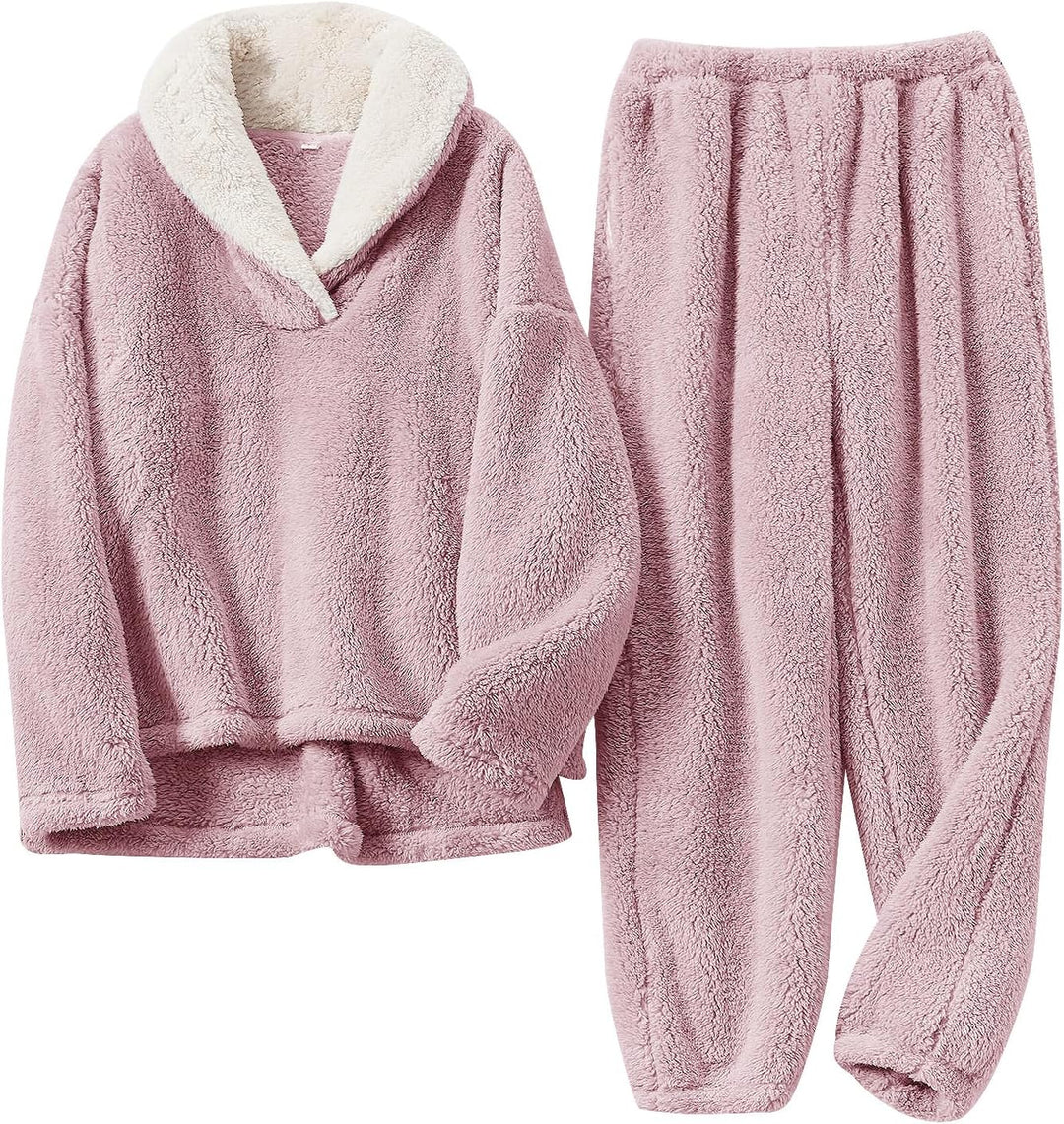 Fluffy Pajama Set for Women - CozyPlush-Pink-S-Nora Luxe