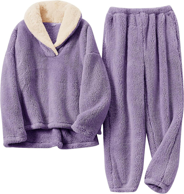 Fluffy Pajama Set for Women - CozyPlush-Purple-S-Nora Luxe